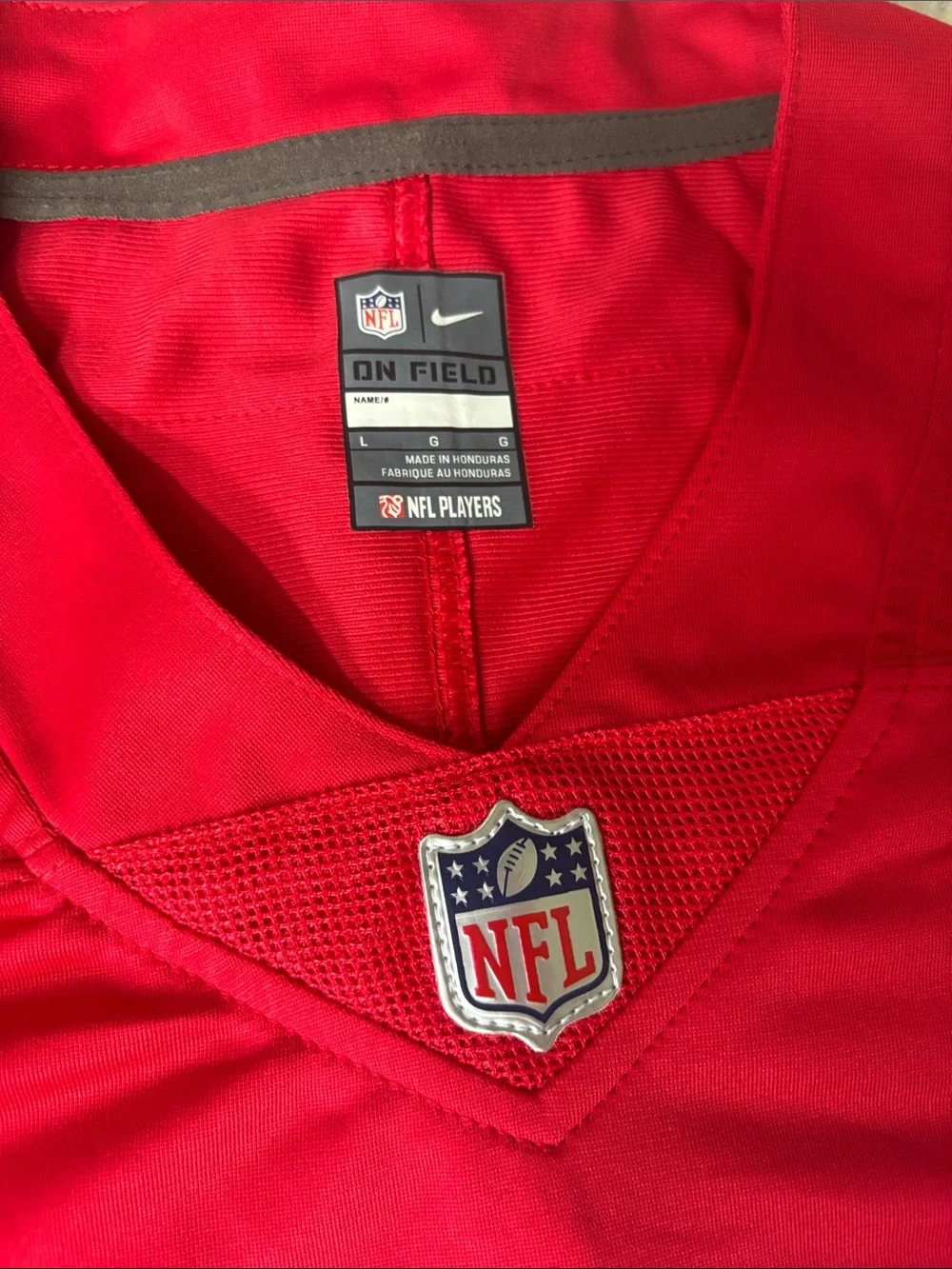 Nike Red and White #87 Football Jersey - Picture 2 of 7